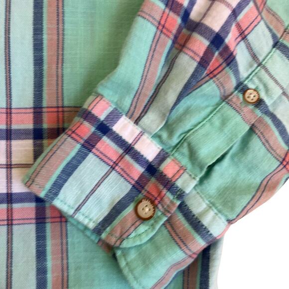 Pepe Jeans Mens Ruskin Twill Plaid Casual Button Down Shirt Slim Fit Mint Green - Picture 6 of 16